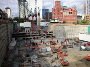 Building construction site, Melbourne, March, 2002